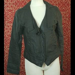 CABI black wax linen jacket M ⚠️🗓️